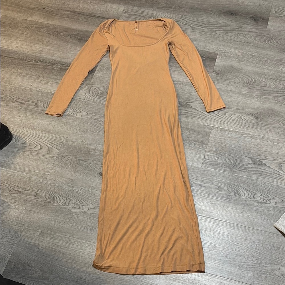 SKIMS Tan Long Sleeve Dress